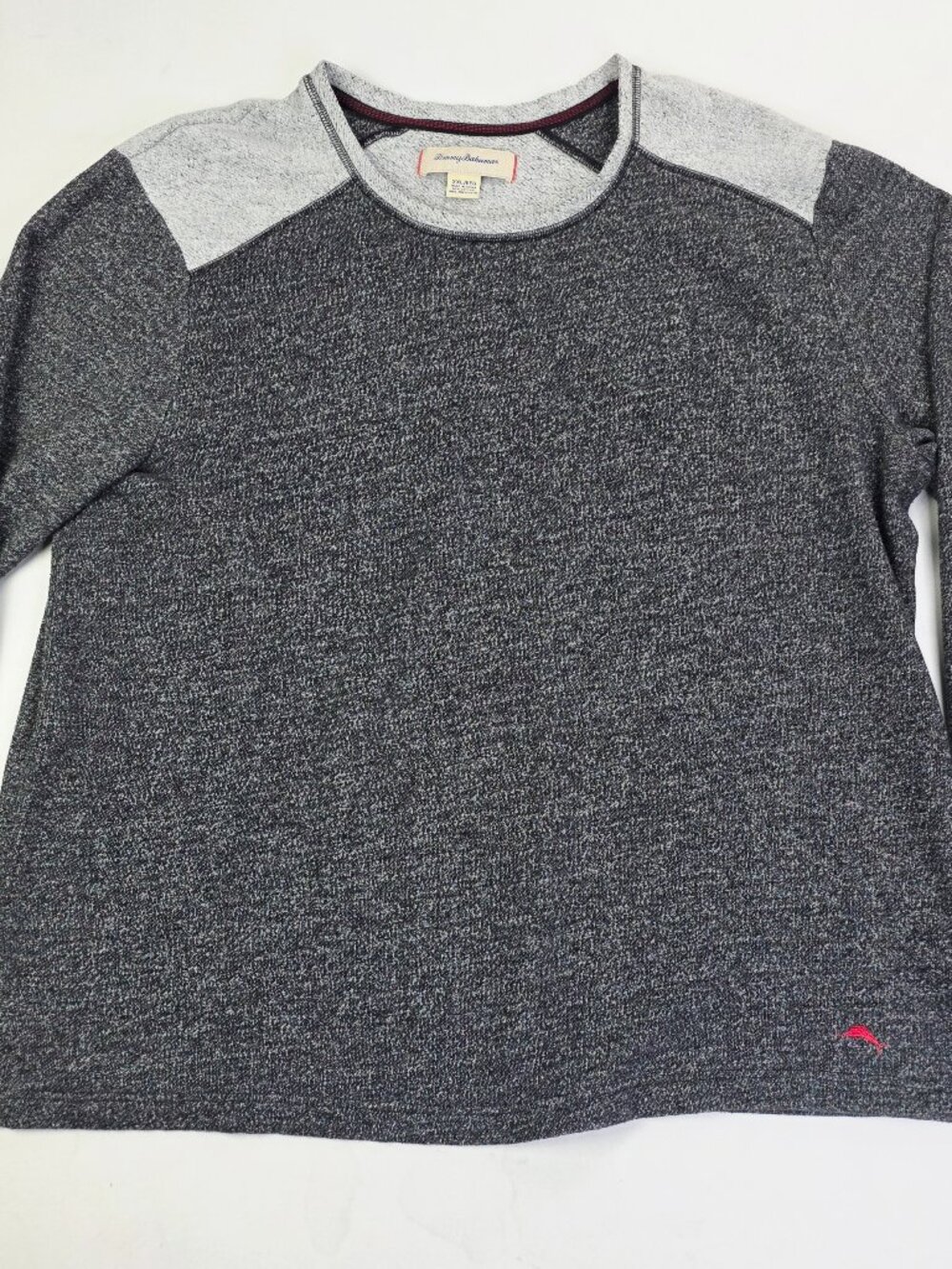 Tommy Bahama Flannel Embroidered Logo Mens Sz 2XL Charcoal Long Sleeve Crew Neck